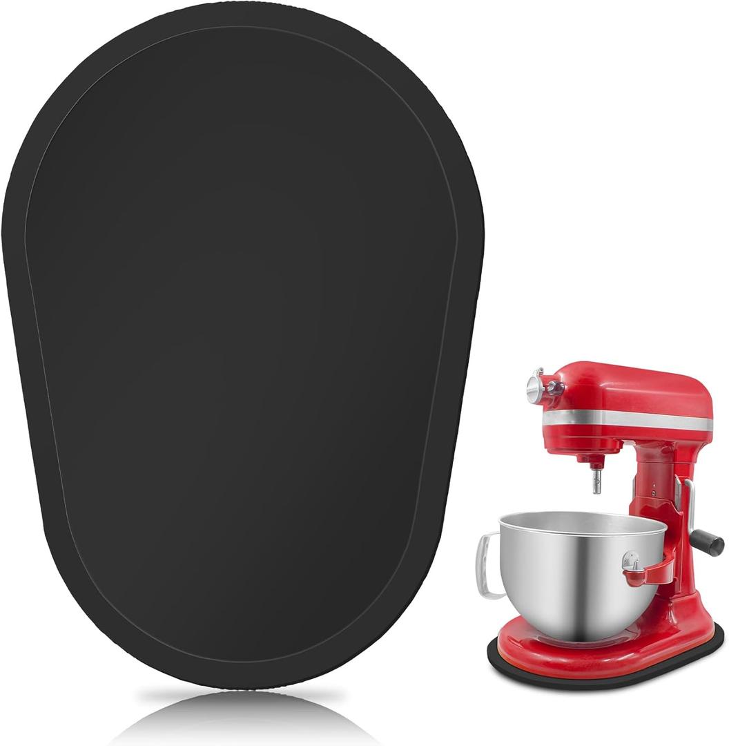 Bamboo Mixer Slider for Kitchen Aid 5-8 Qt Bowl Lift Stand Mixer, Kitchen Appliance sliding mat Countertop Storage Attachments, Mixer Accessories Sliding Tray Moving Board for Kitchen Aid (Black)