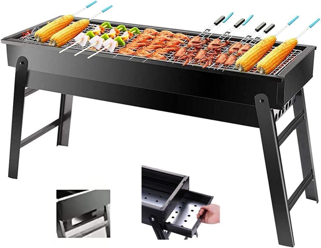 Portable Charcoal Grill, Portable Tabletop BBQ for Outdoor Cooking | Compact Folding Grill for Camping, Hiking, Picnics & Travel | 24x13x9 Lightweight Smoky Flavor (Black)