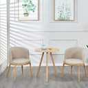 Dining Table Chairs Set, 24" Table & Fabric Chairs with Padded Seat For 2 | Compact Modern Design, Stain-Resistant, Sturdy Steel Frame with Wood-Grain Finish, Easy 15-Min Setup for Home Office (Beige)