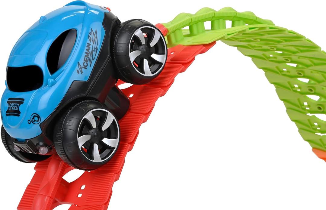 Discovery Toys  Crazy Climb Track | Car Track Set with LED Light-Up Race Car | Interchangeable Car Shells | Multicolor Flexible Changeable Track | Custom Racetrack Toy | 5+ yrs