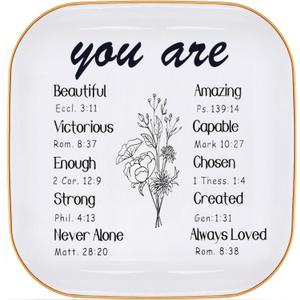 Christian Gifts for Women Trinket Dish Tray, Religious Catholic Spiritual Gifts for Women Bible Verse Gifts for Christian Teen Girls Birthday Christmas Ring Dish Jewelry Tray Gift