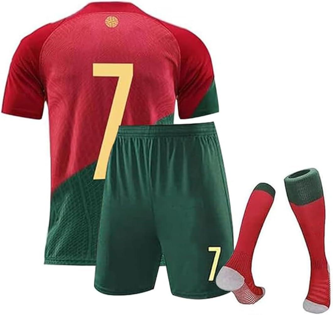HOMPAY Football Jersey, jersey 2022 Soccer Jersey, T-Shirt Boys Kids Youth Jersey Socks Soccer Shirt Kit Set (6-7 Years, Red)