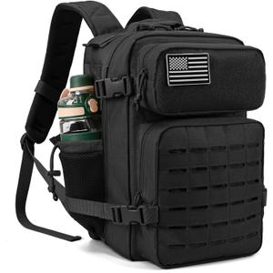 QT&QY 25L/35L/45L Military Tactical Backpack For Men Molle Daypack 3 Day Bug Out Bag Hiking Rucksack With Bottle Holder