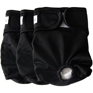 JoyDaog 3 Pack Small Dog Diapers for Female Reusable Premium Jean Puppy Wrap,Black XS