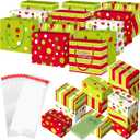 Cholemy 12 Set Red and Green Christmas Money Boxes for Cash Gift Pull, Christmas Surprise Money Holder Gift Box with 240 Pcs Transparent Bags for Xmas Party Game Favors(Cute) (multicolor)