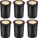 [6 Pack] CLOUDY BAY 9W LED Landscape Well Lights,2700K/3000K/3500K/4000K/5000K Selectable,Low Voltage 12V/24V Ground Lighting,Waterproof Outdoor In Ground Lights for Uplights,Transformer Excluded
