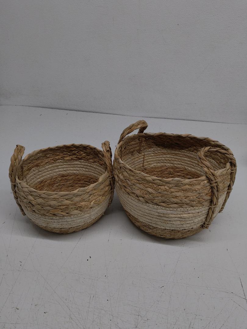 HomArt Gideon Grass and Cotton Baskets - Set/2(7.5×8 in )