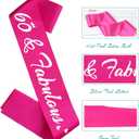 2 x 60 & Fabulous Birthday Sash, 60th Birthday Gifts idea for women, Funny 60th Birthday Party Suppiles, Hot Pink+ Silver(60 & Fabulous)