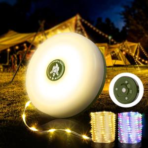 OGERY Camping String Lights, 4 in 1 Quick Storage 32.8FT Rechargeable Tent Lights String with 8 Lighting Modes, Hanging Waterproof Portable LED Lamp for Outdoor Patio Awning Garden Party Essentials (Green)