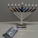 Super Lux 12" Electric LED Menorah  Flowing & Static Color Light Modes, Dynamic Branch Effects, Plug-in Hanukkah Menorah for Window or Tabletop Display