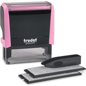 Trodat Printy 4913 Self-Inking Do It Yourself (DIY) 5 Line Personalized Custom Message Stamp with Black Ink (Pink)