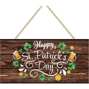 St. Patrick's Day Wooden Sign, Rustic Shamrock Farmhouse Wall Decor,St Patricks Day Hanging Wood Sign for Home Porch Indoor Outdoor Holiday Party Decoration Gift