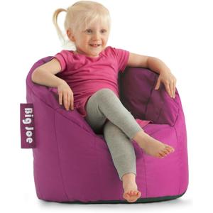 Big Joe Milano Child-Sized Bean Bag Chair for Kids Bedroom and Reading Nook, Pink Passion, Durable Easy-Clean Polyester Nylon Blend, Refillable