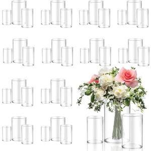 36pcs Glass Vase Cylinder for Centerpieces Small Flower Glass Clear Home Decor Centerpiece Table Flower Vase Decorations for WeddingHoliday 4,4.7,6Inch Tall