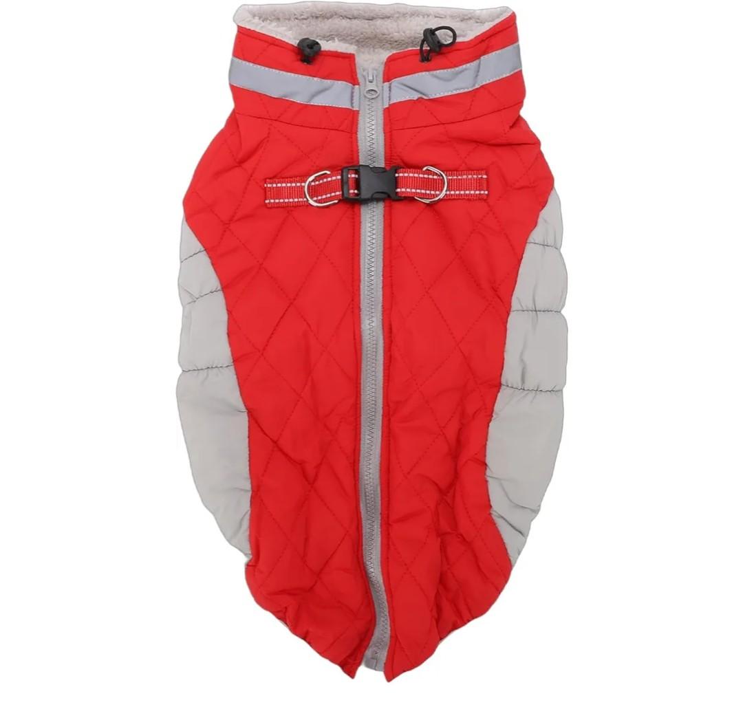 Haofy Dog Winter Coat, Reflective Strip Zipper Windproof Warm Jacket for Small Medium Large Dogs, with Built in Safety Belt for Cold Weather (M