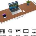 Leather Desk pad Protector, Large Desk mat with Natural Cork & PU Leather,Mouse pad,Non-Slip Office Desk Mat,Waterproof Desk Writing Pad for Office and Home (47in*17in, Brown)