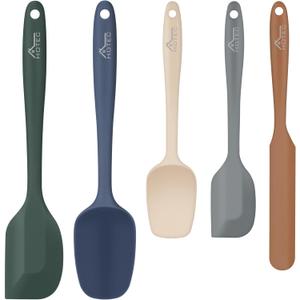HOTEC Heat Resistant 600 BPA-Free Silicone Rubber Spatula Set for Baking, Cooking, and Mixing Non Stick Dishwasher Safe, Neutral Set of 5