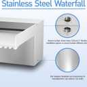 Pool Fountain Stainless Steel Pond Waterfall Spillway Kits for Indoor/Outdoor Decorative, 24 Inches Pool Water Feature for Garden Patio, Backyard Koi Pond Decor(No LED Light), Stainless Steel(no Light), 24"x8"x4"