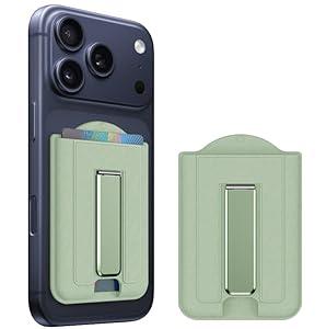 iShowMount for MagSafe Wallet with Stand, Magnetic Phone Wallet [4-Card Holder][RFID Blocking], CellPhone Credit Card Holder for iPhone 17/ 16/ 15/ 14/ 13/ 12-Light Green