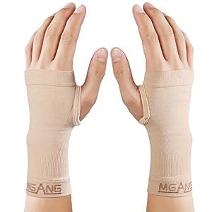 6 x MGANG Wrist Support Sleeves, 1 Pair Wrist Compression Gloves for Unisex, 20-30 mmHg Wrist Brace Support for Carpal Tunnel, RSI, Tendonitis, Sprains, HandInstability, Pain Relief, Beige XL