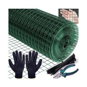 Hardware Cloth, 1/2 inch Mesh, 16 inch x 40 feet, 18 Gauge Chicken Wire, 100PCS Zip Ties, Cutting Pliers, Gloves for Chicken Coop, Rabbit Cages, Garden (1/2inch 16inx40ft)