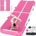 FBSPORT Inflatable Air Gymnastics Mat Training Mats 8 inches Thickness Gymnastics Tracks for Home Use/Training/Cheerleading/Yoga/Water with Pump, Rose, 13ftL*3.3ftW*8inH 