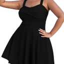 Sovoyontee Women Plus Size Tankini Swimsuit Two Piece Flowy Swimdress Bathing Suits with Shorts (3X-Large Plus, Black)