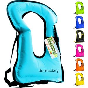 Inflatable Snorkel Vest Adults, Portable Snorkel Jacket, Buoyancy Vest for Snorkeling, Swimming, Kayaking, Boating, Safety Load Up to 220 Ibs (blue)