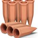 Soilagua Wine Bottle Watering Spikes, Terracotta Watering Spikes for Out | Indoor Plants, Self Watering Planter Insert, Vacation Plant Watering Devices, Clay Plant Watering Globes, 8-Pack