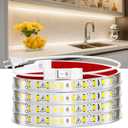maylit Under Cabinet Strip Lighting Plug in 84in, Ultra Bright Small LED Light Bar, 2700K Warm White, Wired Lights for Kitchen Cabinet, Counter, Workbench, Desk, Closet, Shelf, Indoor