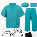Doctor Costume for Kids & Toddlers 9Pcs Scrubs Set for Boys & Girls Ages 3-12, Halloween, Career Day, Dress-Up Play