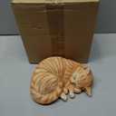 Sleeping Orange Tabby Cat Garden Statue Decor 8.27L, Resin Realistic Sculptures Gift for Cats Lovers, Pet Memorial Stones for Loss of Pet, Kitty Figurine Art Decoration for Indoor Outdoor Home