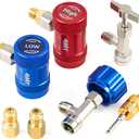 Orion Motor Tech R1234yf Quick Couplers Set, R1234yf Adapter Tool Kit with Self-Sealing & Puncture Can Tap, High & Low R1234yf Couplers Set with Valve Core Remover for 1/4" & 1/2" HVAC Charging Hoses