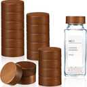 FillTouch 40 Pcs Wooden Lids for 4 oz and 8 oz Square Spice Jars Reusable Can Wooden Airtight Spice Storage Canning Lids for Nice Sealing Kitchen