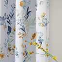 MYSKY HOME Floral Blackout Curtains 63 Inch Long Living Room Bedroom Summer Curtains Thermal Insulated Curtains Room Darkening Curtains Printed Flower Leaf Window Treatments, 2 Panels, Yellow and Blue