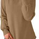Dokotoo Women's Crew Neck Long Sleeve Shirts Waffle Knit Loose Tops Basic Tees 2026 Casual Comfy Fall Outfits Clothes (M)
