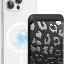 for Magsafe Wallet, Magnetic Wallet Card Holder for iPhone 17/Air/16/16e/15/14/13/12 Pro/Max/Plus/Mini Case, Strong Magnet Phone Pocket Cute Design Credit Card Fit 3 Cards(Black Leopard)