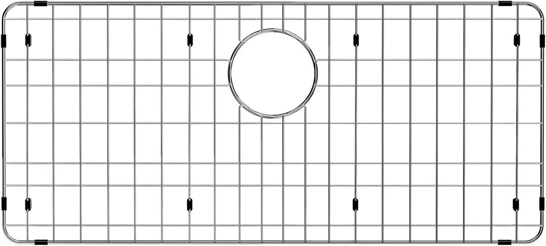iPEGTOP Sink Protector Grid 28-3/8" x 14-3/16", Stainless Steel Sink Grids for Bottom of Kitchen Sinks Rear Drain Hole, Sink Grate with Hole Cover for Kitchen Sink Single Sink Bowl, One-Piece