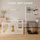 Acrylic Clear Dog Playpen Indoor with Door, 26'' H Transparent Dog Play Pen for Small Dogs, No-Connector Modular Puppy Playpen with Integrated Suction Cups Base, 10 Panels, White