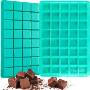 Sakolla 2 Pack Caramel Candy Molds, 40 Cavities Square Cube Silicone Molds for Chocolate, Candy, Ice Cubes, Gummy, Ganache, Jelly, Truffles