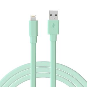 TalkWorks Flat Lightning Charging Cable - Compatible with iPhone 14/13/12/11/XR/XS/8/7/6/5 - 7' Mint Green Charger Cord