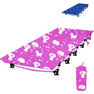 Kids Camping Cot and Toddler Travel Bed | Lightweight and Compact Cots for Sleeping | 59 x 27.5 x 5.3  Portable Folding Cot for Toddler, Kids, Youth and Even Adults (Pink)