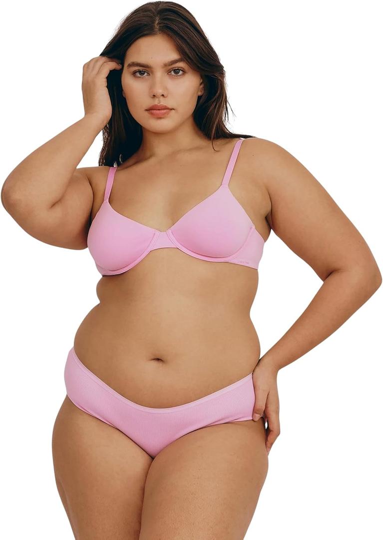 Organic Basics Women's Core Unlined Wired Demi Bra (34DD, Petal Pink)