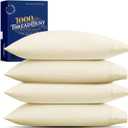 TEXAS LINEN CO. Premium Egyptian Cotton Pillow Cases Standard/Queen Size Set of 4 - Luxury High Thread Count Cotton Pillow Cases (2 Pair, Ivory), Silky Soft, Cooling Extra Long Staple Pillowcases