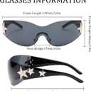 Y2K Sunglasses for Women Men Trendy Shield Wrap Around Sun Glasses Rimless Star Sunglasses Oversized Glasses Shades