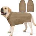 Dog Sweater for Big Dogs Boys Girls Turtleneck Pullover Cable Knit Winter Stretch Clothes Labrador Bulldog Pitbull Doberman with Long Sleeves (XL, Brown)