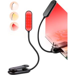 630nm Red Book Light for Reading at Night [1 Pack] - Zero Blue Light, Dimmable Reading Lights for Books in Bed, LED Book Lamp Clip on, Gift for Students Parents Nurse Studying Travel