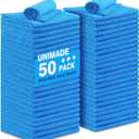 Shop Towels Rags, 50 Pack Reusable Shop Rags Bulk Microfiber Cleaning Cloth Lint Free Cleaning Towels for Car Kitchen Automotive Bar Mechanic Restaurant Garage, 11.5"x 11.5", Blue