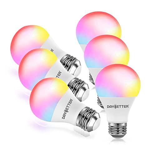 Smart Light Bulbs, RGBCW Wi-Fi Color Changing Led Bulbs Compatible with Alexa & Google Home Assistant, A19 E26 9W 800LM Multicolor Bulb, No Hub Required, 6 Pack