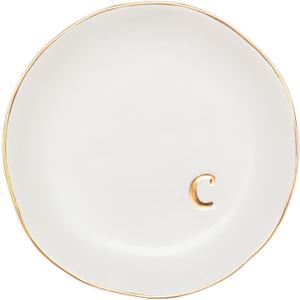 COLLECTIVE HOME - Ceramic Jewelry Tray, Decorative Trinket Dish for Rings Earrings Necklaces Bracelet Watch Keys, Birthday Mother's Day Christmas Gift for Women, 4.75", White Surface (C)